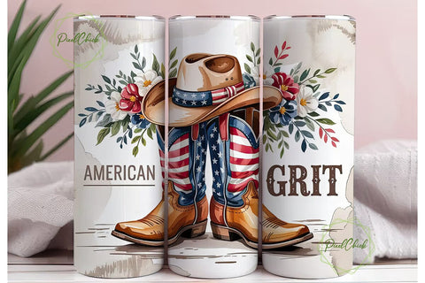 American Grit 20oz Tumbler Wrap Sublimation PixelChick 