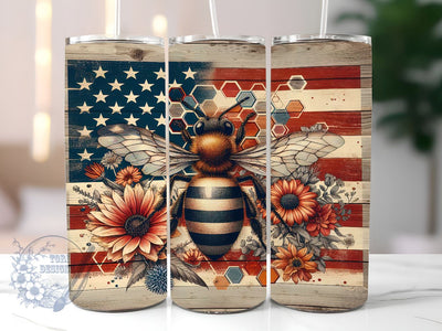 American Honey 20oz Skinny Tumbler, Patriotic America Bee Tumbler Png, Straight & Tapered Tumbler Wrap, Instant Digital Download Sublimation ToriDesigns 
