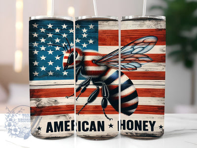 American Honey 20oz Skinny Tumbler, Patriotic America Bee Tumbler Png, Straight & Tapered Tumbler Wrap, Instant Digital Download Sublimation ToriDesigns 