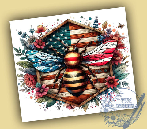American Honey 20oz Skinny Tumbler, Patriotic America Bee Tumbler Png, Straight & Tapered Tumbler Wrap, Instant Digital Download Sublimation ToriDesigns 