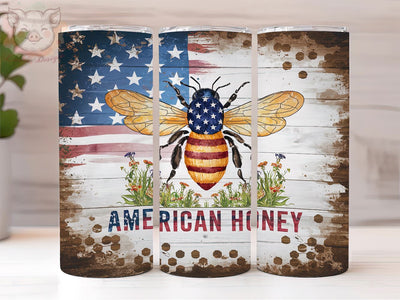American Honey 20oz Tumbler Png, Straight & Tapered Tumbler Png, Patriotic America Bee Tumbler Png, Digital Download PNG Sublimation Lara' s Designs 