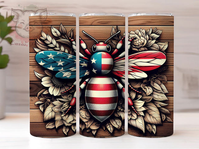 American Honey 20oz Tumbler Png, Straight & Tapered Tumbler Png, Patriotic America Bee Tumbler Png, Digital Download PNG Sublimation Lara' s Designs 