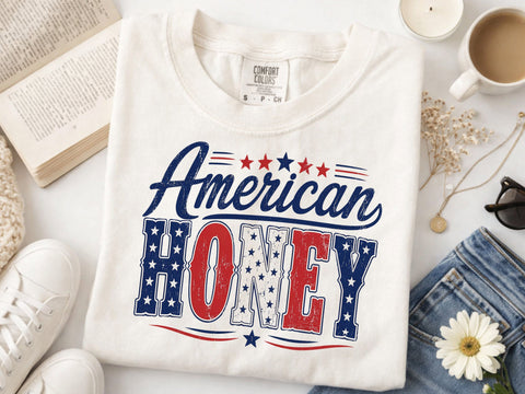 American Honey PNG, Retro 4th of July Shirt Design, Trendy Patriotic USA Sublimation, Preppy Memorial Day SVG DesignDestine 