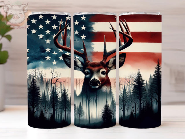 American Hunting 20oz Tumbler Png, Straight & Tapered Tumbler Png, Deer Hunting Tumbler Png, Digital Download PNG Sublimation Lara' s Designs 