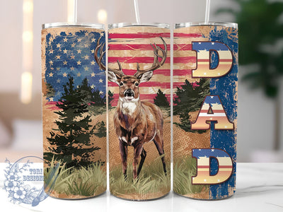 American Hunting Dad 20oz Skinny Tumbler, Fishing And Deer Hunter Tumbler Png, Straight & Tapered Tumbler Wrap, Instant Digital Download Sublimation ToriDesigns 