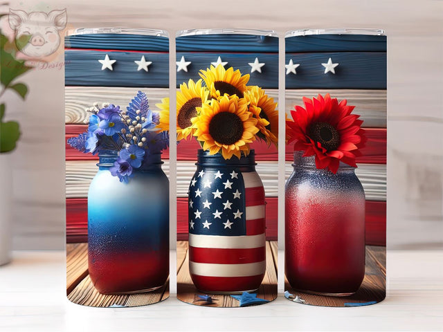 American Jar 20oz Tumbler Png, Straight & Tapered Tumbler Png, USA Flag Jar Tumbler Png, Digital Download PNG Sublimation Lara' s Designs 