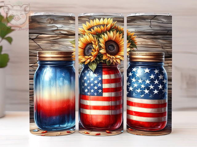 American Jar 20oz Tumbler Png, Straight & Tapered Tumbler Png, USA Flag Jar Tumbler Png, Digital Download PNG Sublimation Lara' s Designs 