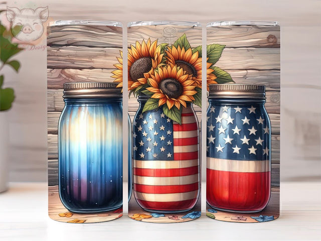 American Jar 20oz Tumbler Png, Straight & Tapered Tumbler Png, USA Flag Jar Tumbler Png, Digital Download PNG Sublimation Lara' s Designs 