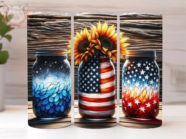 American Jar 20oz Tumbler Png, Straight & Tapered Tumbler Png, USA Flag Jar Tumbler Png, Digital Download PNG Sublimation Lara' s Designs 