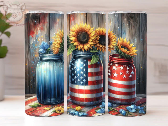 American Jar 20oz Tumbler Png, Straight & Tapered Tumbler Png, USA Flag Jar Tumbler Png, Digital Download PNG Sublimation Lara' s Designs 