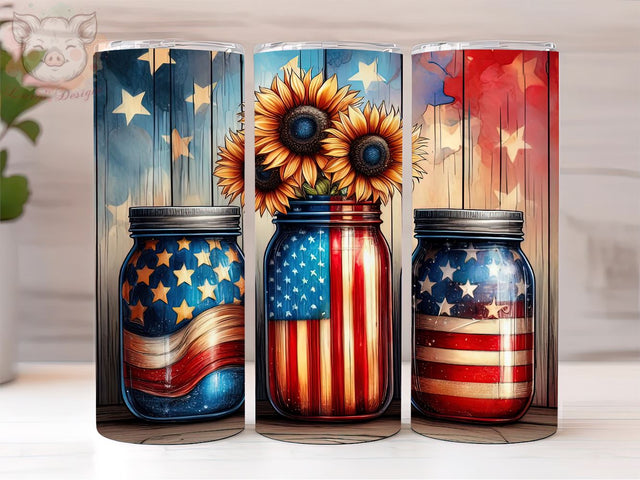 American Jar 20oz Tumbler Png, Straight & Tapered Tumbler Png, USA Flag Jar Tumbler Png, Digital Download PNG Sublimation Lara' s Designs 