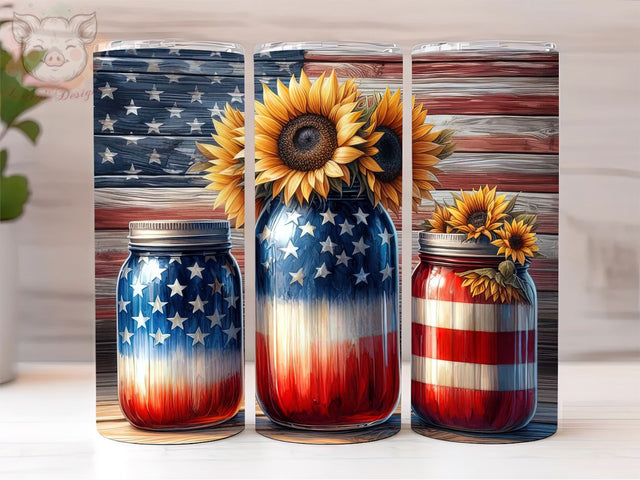 American Jar 20oz Tumbler Png, Straight & Tapered Tumbler Png, USA Flag Jar Tumbler Png, Digital Download PNG Sublimation Lara' s Designs 