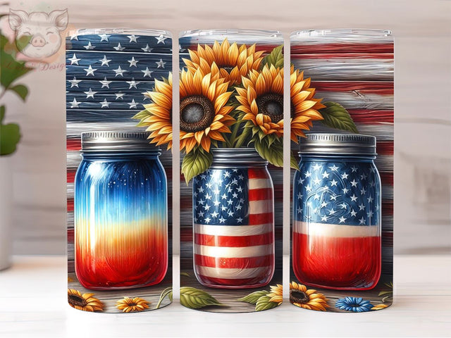 American Jar 20oz Tumbler Png, Straight & Tapered Tumbler Png, USA Flag Jar Tumbler Png, Digital Download PNG Sublimation Lara' s Designs 