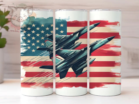 American Jet Flying 20oz Tumbler Png, Straight & Tapered Tumbler Png, Memorial Day Tumbler Png, Digital Download PNG Sublimation Lara' s Designs 