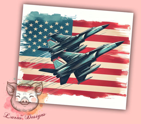 American Jet Flying 20oz Tumbler Png, Straight & Tapered Tumbler Png, Memorial Day Tumbler Png, Digital Download PNG Sublimation Lara' s Designs 