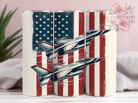 American Jet Flying 20oz Tumbler Wrap PNG, Memorial Day Tumbler Png, Straight & Tapered Tumbler Wrap, Instant Digital Download Sublimation Li Zamperini 