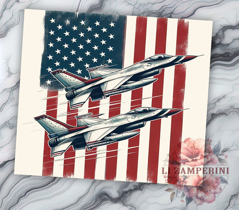 American Jet Flying 20oz Tumbler Wrap PNG, Memorial Day Tumbler Png, Straight & Tapered Tumbler Wrap, Instant Digital Download Sublimation Li Zamperini 