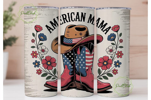 American Mama 20oz Tumbler Wrap Sublimation PixelChick 