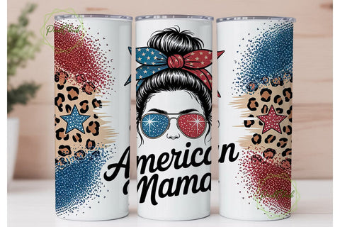 American Mama 20oz Tumbler Wrap Sublimation PixelChick 
