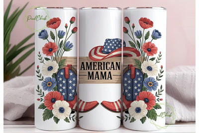 American Mama 20oz Tumbler Wrap Sublimation PixelChick 