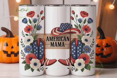 American Mama 20oz Tumbler Wrap Sublimation PixelChick 