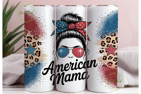 American Mama 20oz Tumbler Wrap Sublimation PixelChick 