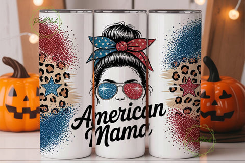 American Mama 20oz Tumbler Wrap Sublimation PixelChick 