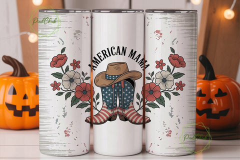 American Mama 20oz Tumbler Wrap Sublimation PixelChick 