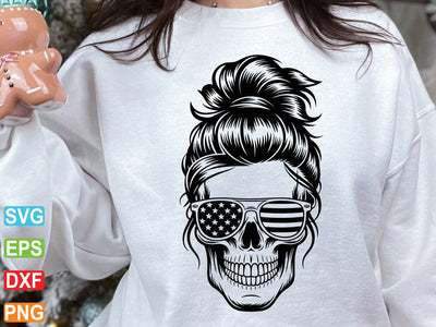 American Mom Skull PNG: 4th of July Sunglasses Design (Digital Download) SVG Creativeart88 