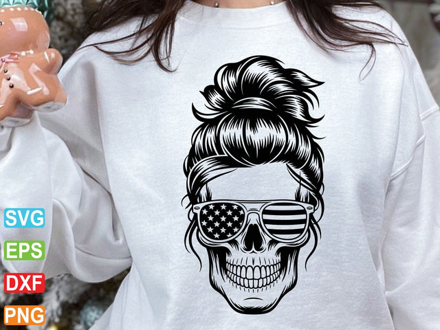 American Mom Skull PNG: 4th of July Sunglasses Design (Digital Download) SVG Creativeart88 