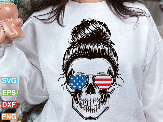 American Mom Skull PNG: 4th of July Sunglasses Design (Digital Download) SVG Creativeart88 