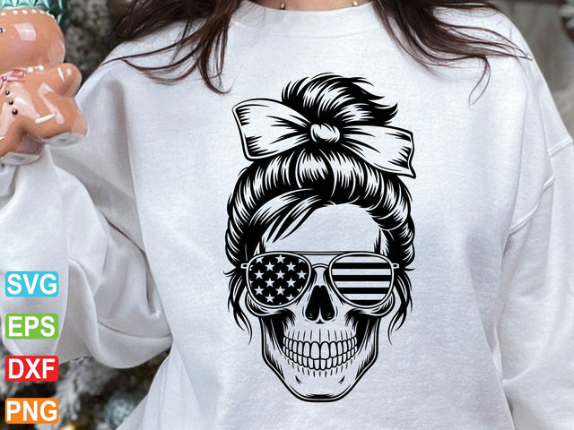 American Mom Skull PNG: 4th of July Sunglasses Design (Digital Download) SVG Creativeart88 
