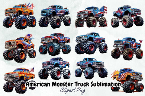American Monster Truck Sublimation Bundle Sublimation Designangry 