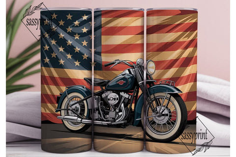 American Motorcycle 20oz Tumbler Wrap Sublimation sassyprint 