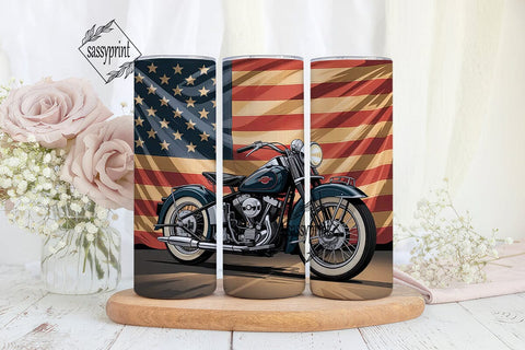 American Motorcycle 20oz Tumbler Wrap Sublimation sassyprint 