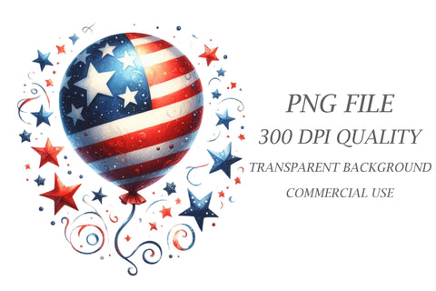 American Patriotic Balloons Clipart Sublimation Rupkotha 