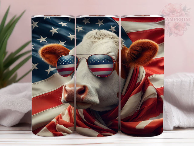 American Patriotic Cow 20oz Tumbler Wrap PNG, 4th of July Tumbler Png, Straight & Tapered Tumbler Wrap, Instant Digital Download Sublimation Li Zamperini 