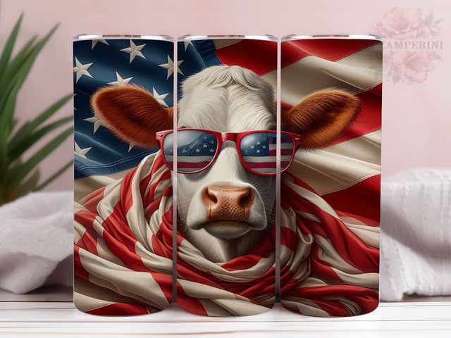 American Patriotic Cow 20oz Tumbler Wrap PNG, 4th of July Tumbler Png, Straight & Tapered Tumbler Wrap, Instant Digital Download Sublimation Li Zamperini 
