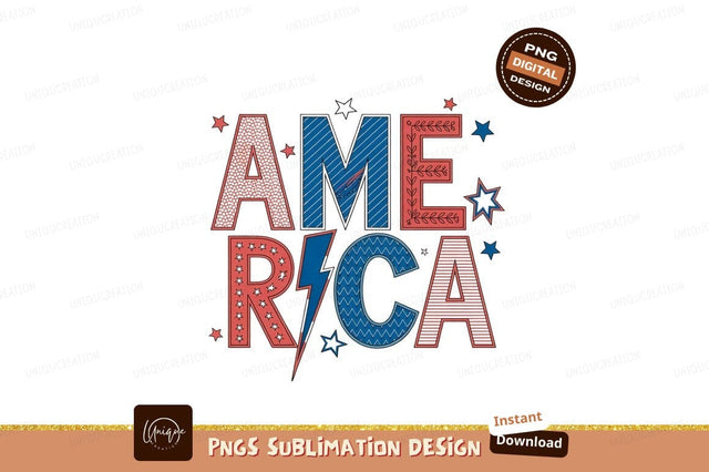 American patriotic lettering with stars and lightning Sublimation Designangry 