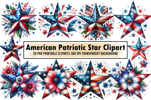 American Patriotic Star Clipart Sublimation designartist 