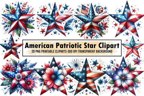 American Patriotic Star Clipart Sublimation designartist 