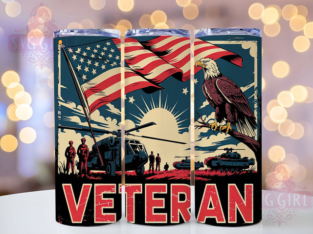 American Pride Military Veteran Wrap, Military Flag Tumbler, Patriotic USA Tumbler, 20oz Military Wrap, USA Flag Sublimation, Armed Forces Tumbler, American Pride Tumbler Sublimation SvggirlplusArt 