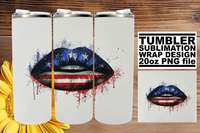 American Pride Pout: Patriotic Lip Art Sublimation afrosvg 