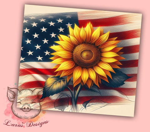 American Sunflower 20oz Tumbler Png, Straight & Tapered Tumbler Png, Patriotic Sunflower Tumbler Png, Digital Download PNG Sublimation Lara' s Designs 