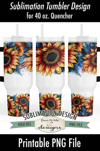 American Sunflower 40 oz Sublimation Tumbler Design - PNG File Sublimation Ewe-N-Me Designs 