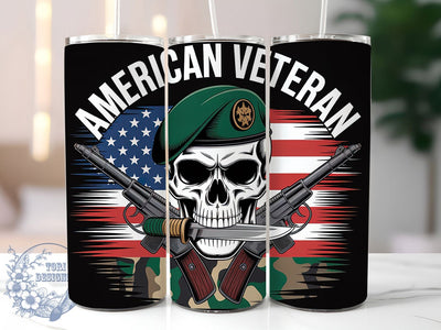 American Veteran Tribute 20oz Tumbler, USA Flag Wrap, Sublimation Gift, Patriotic Mug, 20oz Tumbler Design, Military Tribute Graphic, American Veteran Theme Sublimation ToriDesigns 