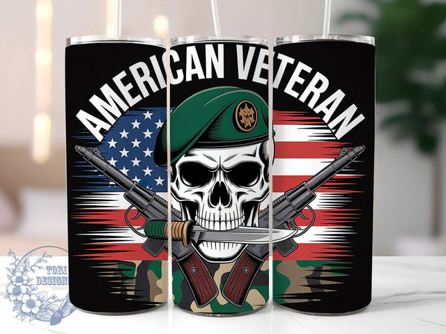 American Veteran Tribute 20oz Tumbler, USA Flag Wrap, Sublimation Gift, Patriotic Mug, 20oz Tumbler Design, Military Tribute Graphic, American Veteran Theme Sublimation ToriDesigns 