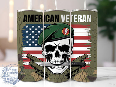 American Veteran Tribute 20oz Tumbler, USA Flag Wrap, Sublimation Gift, Patriotic Mug, 20oz Tumbler Design, Military Tribute Graphic, American Veteran Theme Sublimation ToriDesigns 