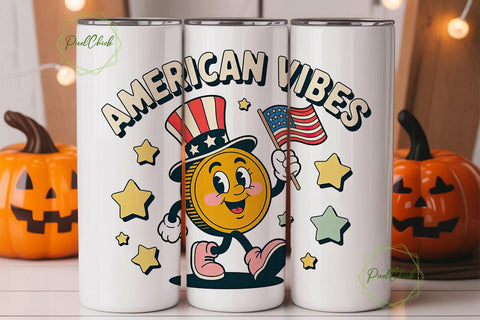 American Vibes 20oz Tumbler Wrap Sublimation PixelChick 