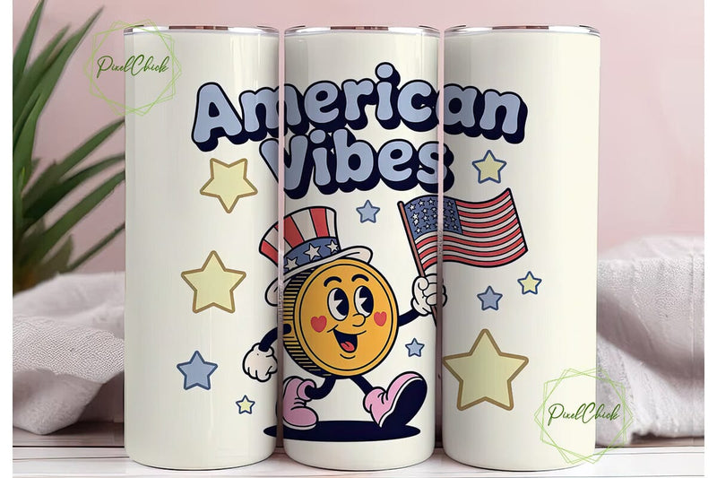 American Vibes 20oz Tumbler Wrap Sublimation PixelChick 